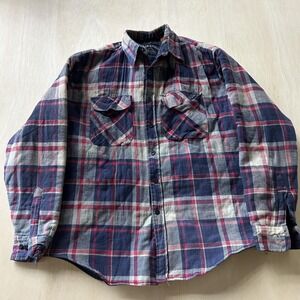 Vintage Saratoga Jacket Men Large Tall Blue Plaid Quilted Flannel Lined Workwear